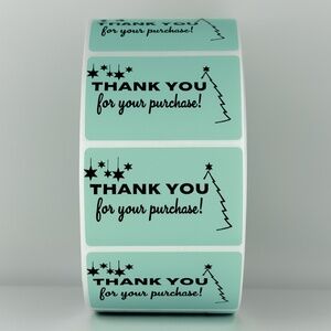 Thank You For Your Purchase Stickers Christmas Tree & Stars - Holiday Packaging